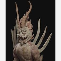 An impressive pair of large painted pottery "Earth Spirits" 镇墓兽一对 Tang dynasty ?