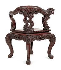 Three Japanese Export Rosewood Armchairs