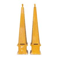 A Pair of Continental Beadwork and Giltwood Obelisks