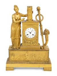 A French Empire Gilt Bronze Mantel Clock