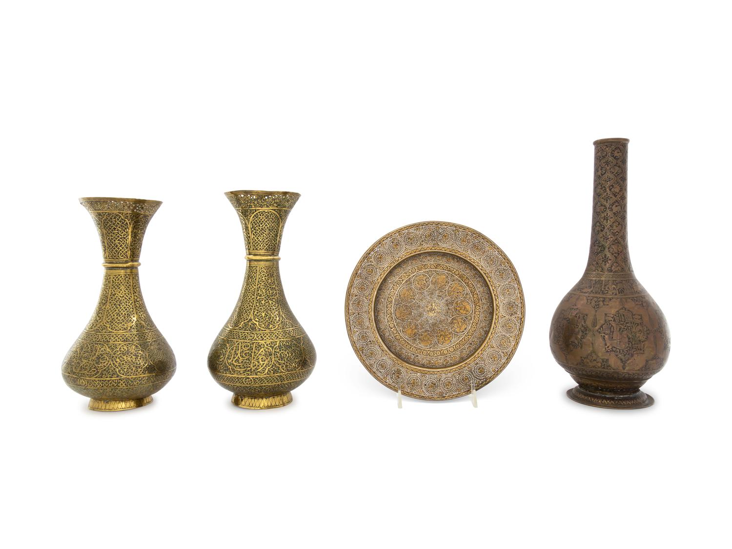 Four Qajar Brass Articles