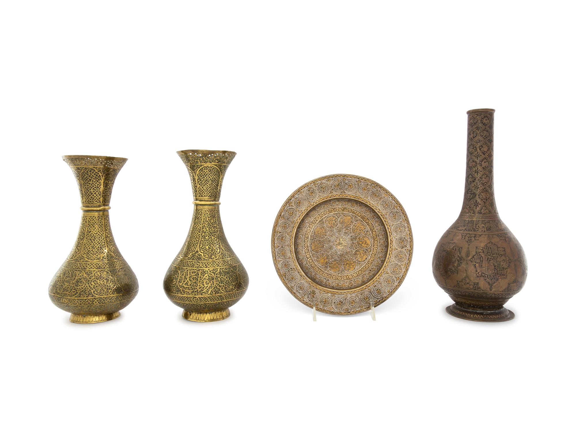 Four Qajar Brass Articles