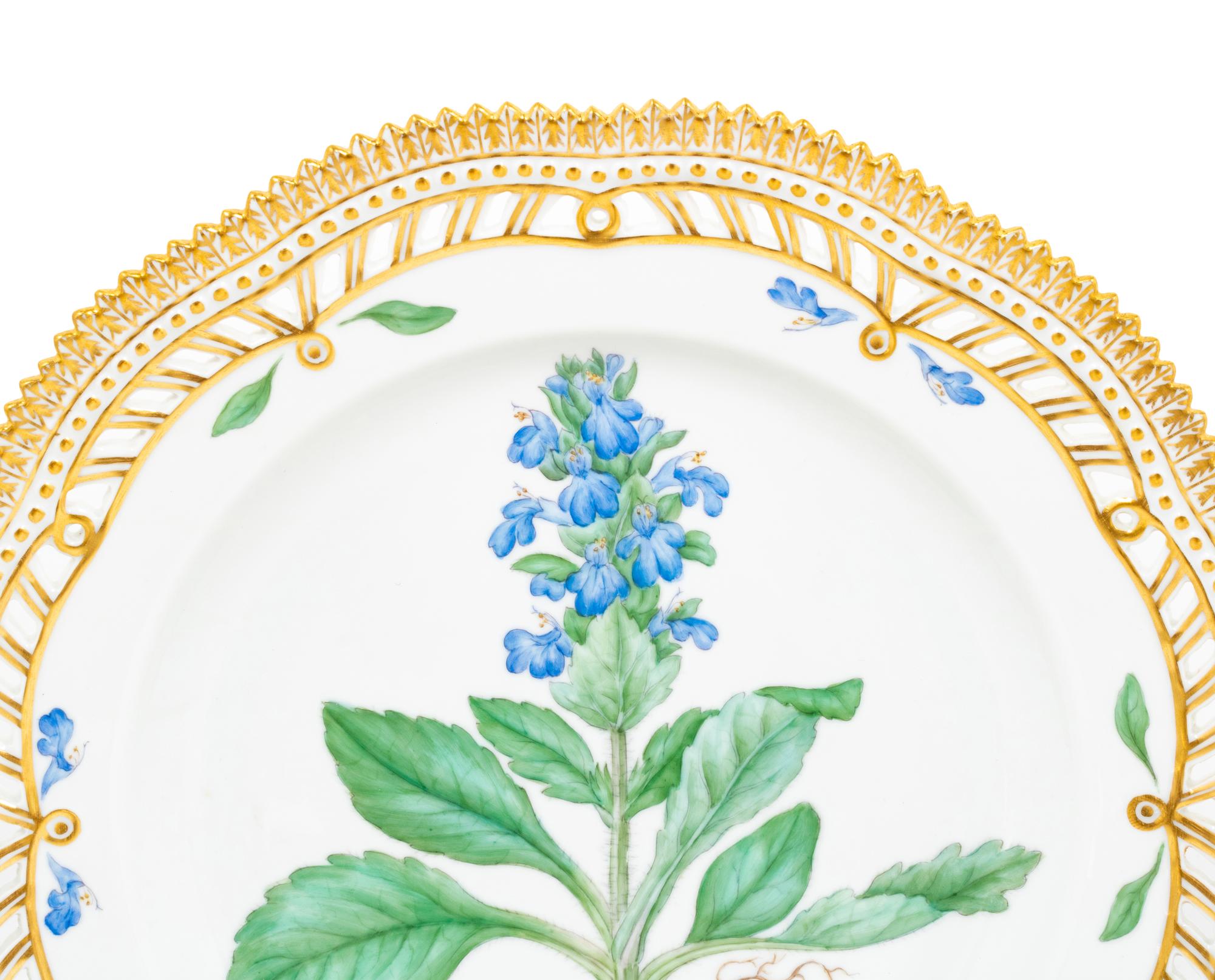 A Set of Thirteen Royal Copenhagen Flora Danica Porcelain Dinner Plates