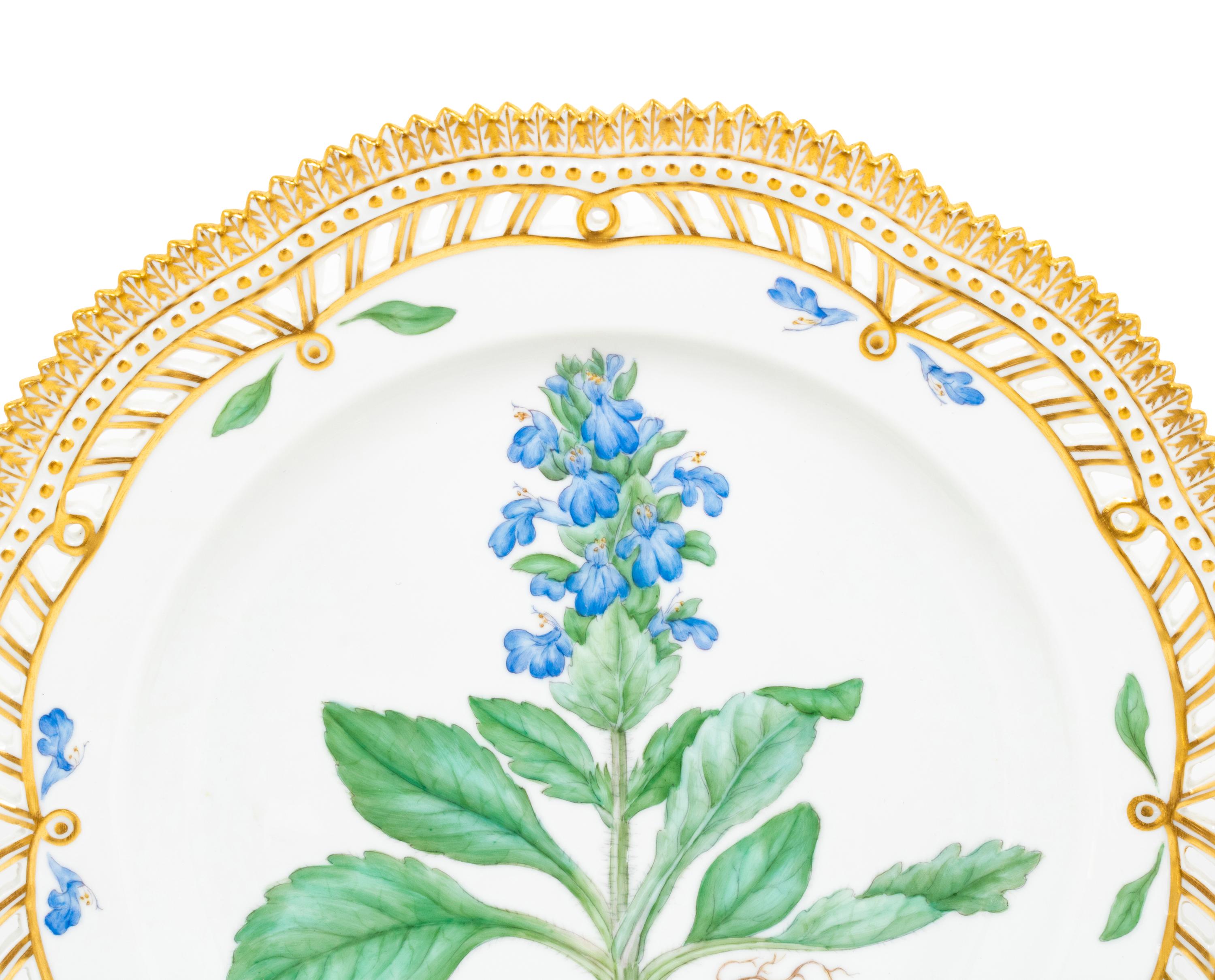 A Set of Thirteen Royal Copenhagen Flora Danica Porcelain Dinner Plates