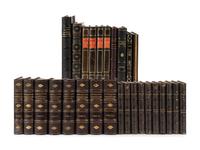 [FINE BINDINGS]. A group of 28 volumes in fine full, half, or quarter leather bindings, including works relating to French literature and history.