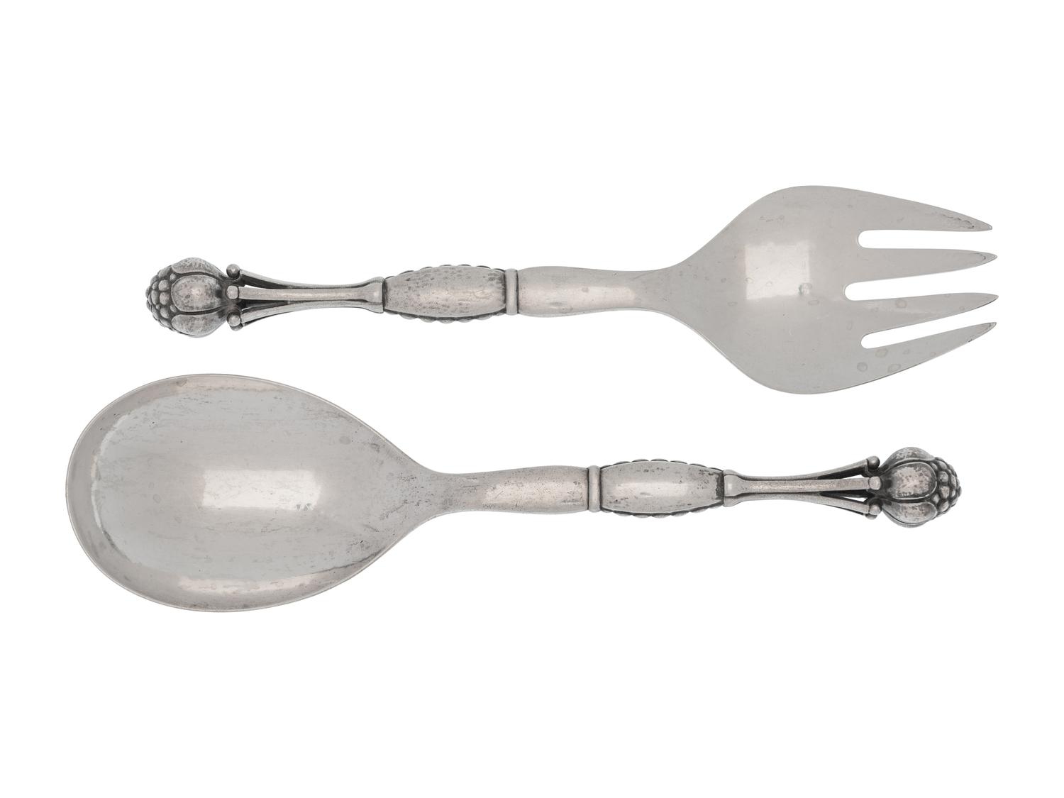 A Georg Jensen Silver Two-Piece Salad Serving Set