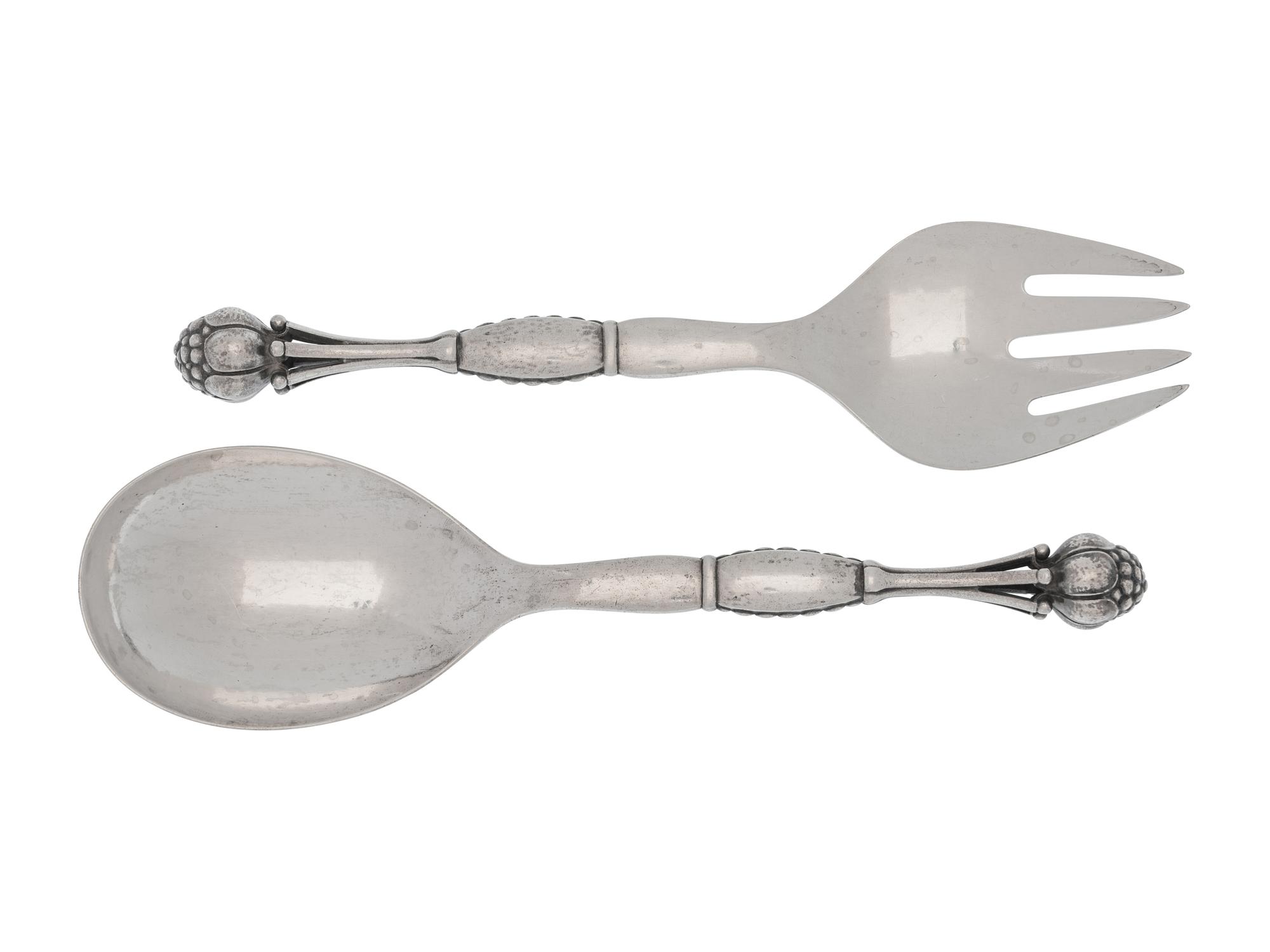 A Georg Jensen Silver Two-Piece Salad Serving Set