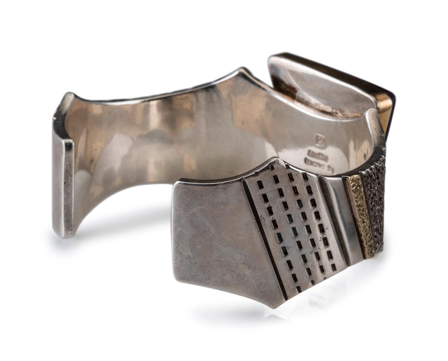 Sterling Silver and 14K Gold Cuff Bracelet, with Charite