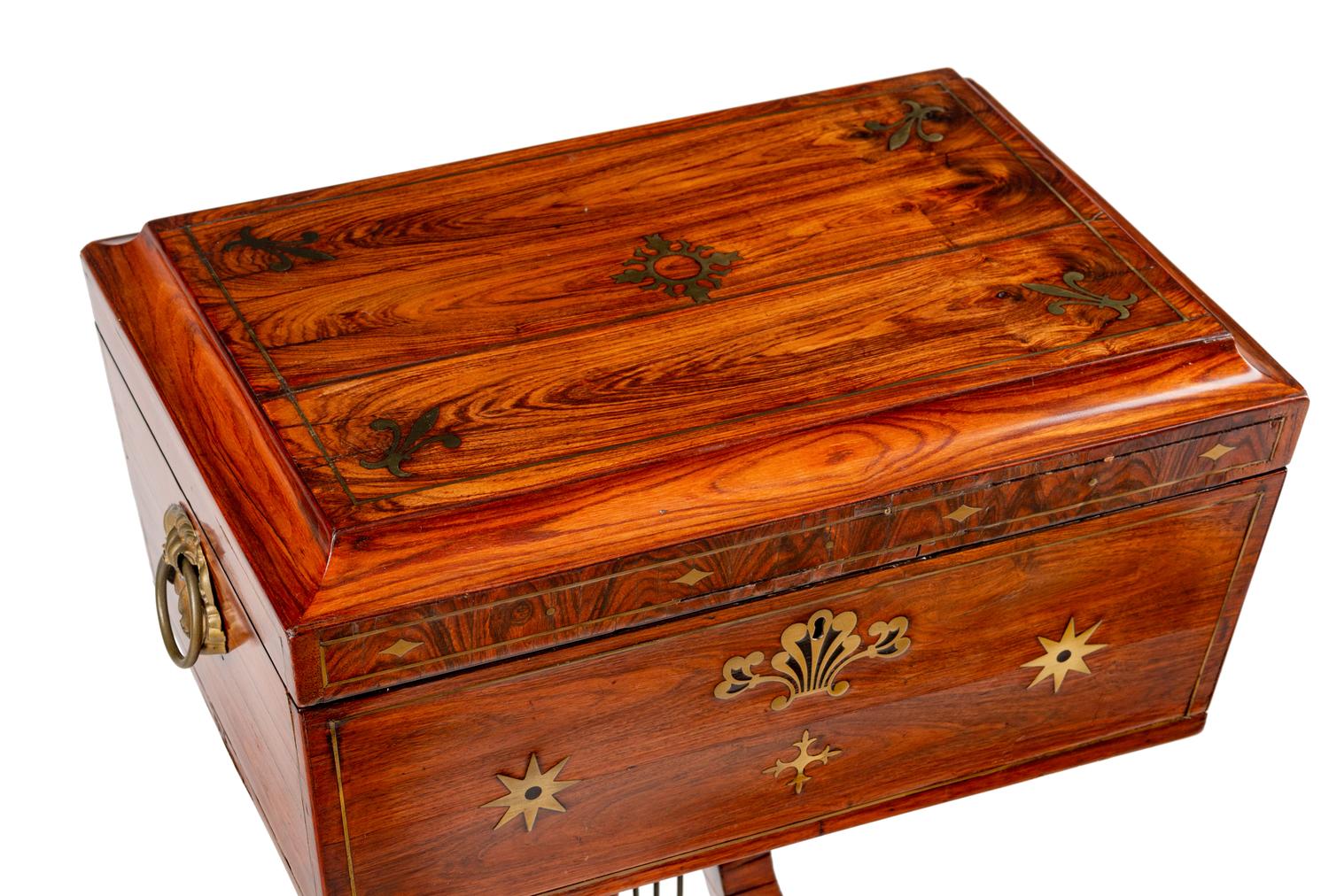 A Regency Brass-Inlaid Rosewood Tea Poy