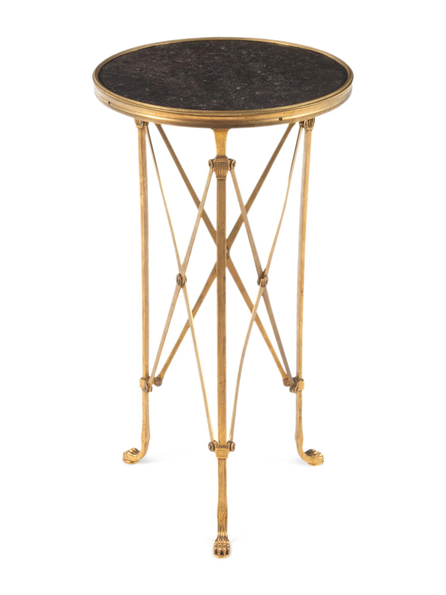 A Neoclassical Bronze Marble Top Side Table