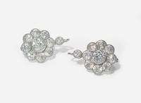 A Pair of 14K White Gold and Diamond Earrings
