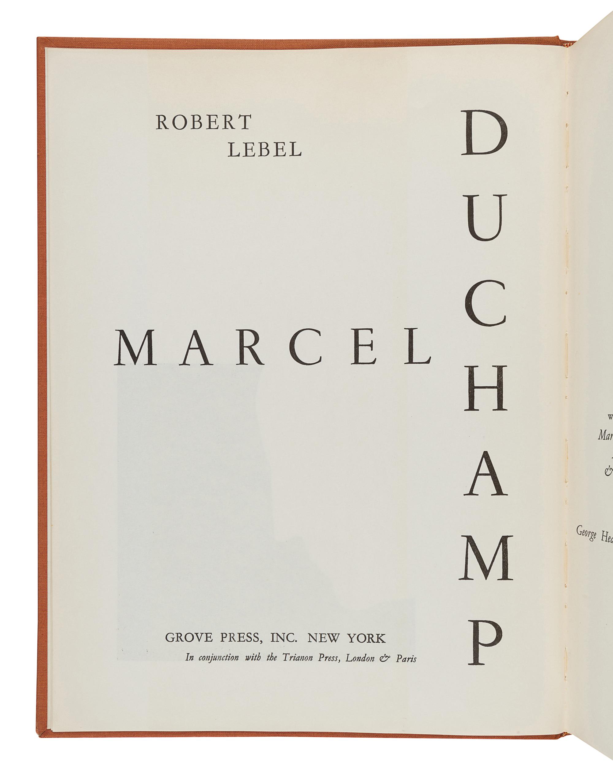 [DUCHAMP, Marcel (1887-1968)]. LEBEL, Robert. Marcel Duchamp. New York: Grove Press, 1959.