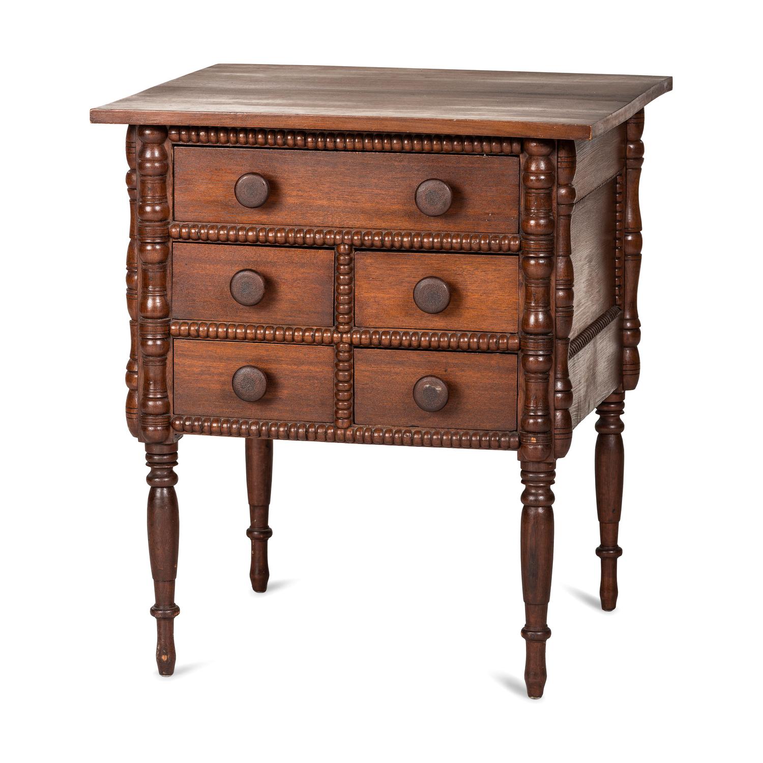 An Unusual Indiana Walnut Five-Drawer Stand