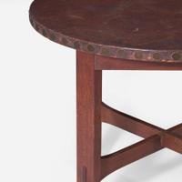 Stickley Brothers (American, active 1891-1954) A Fall-Front Desk, Library Table, and Lamp Table Model No. 180, USA, circa 1905