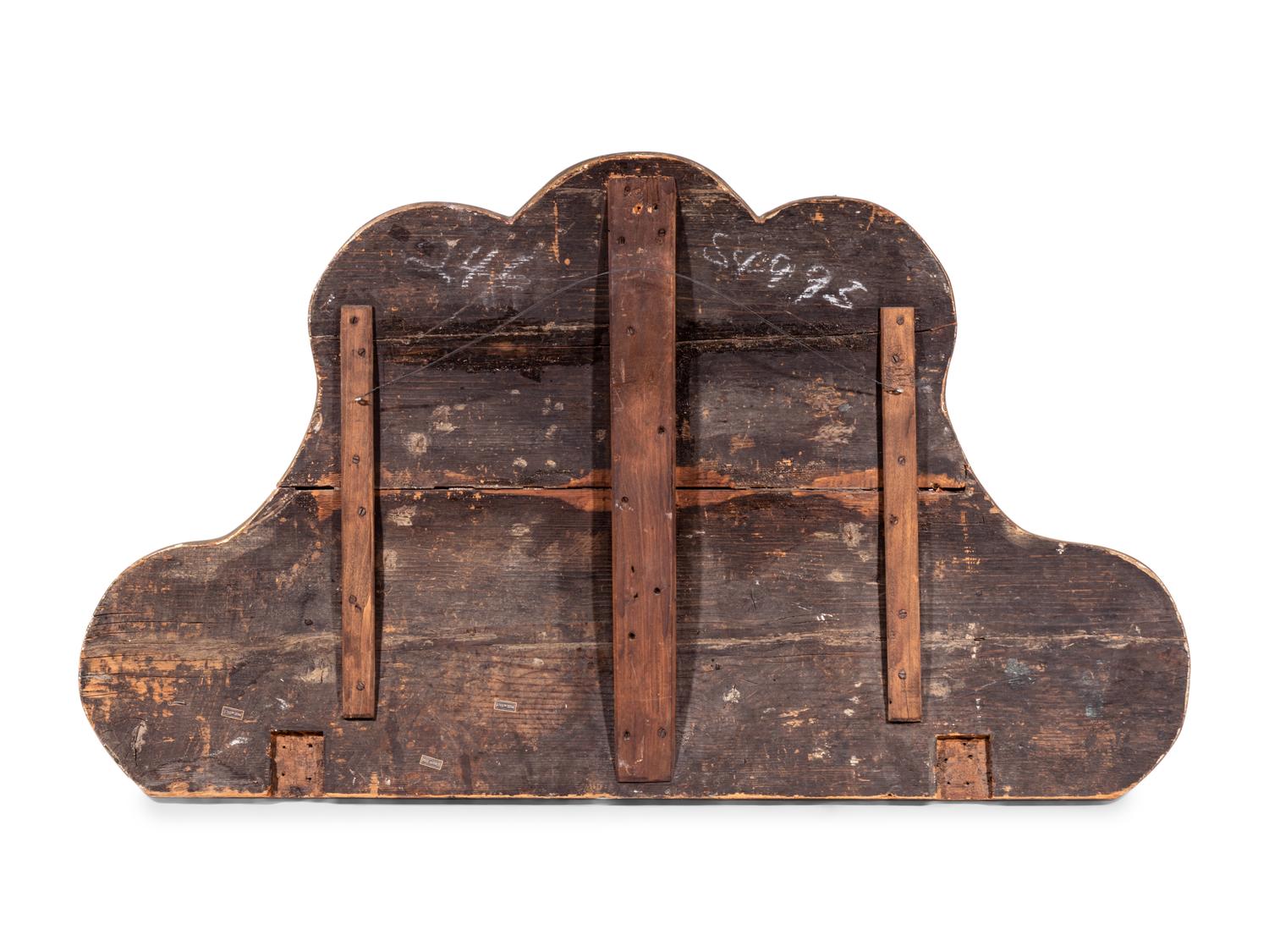 A Venetian Style Painted and Parcel Gilt Transom Panel