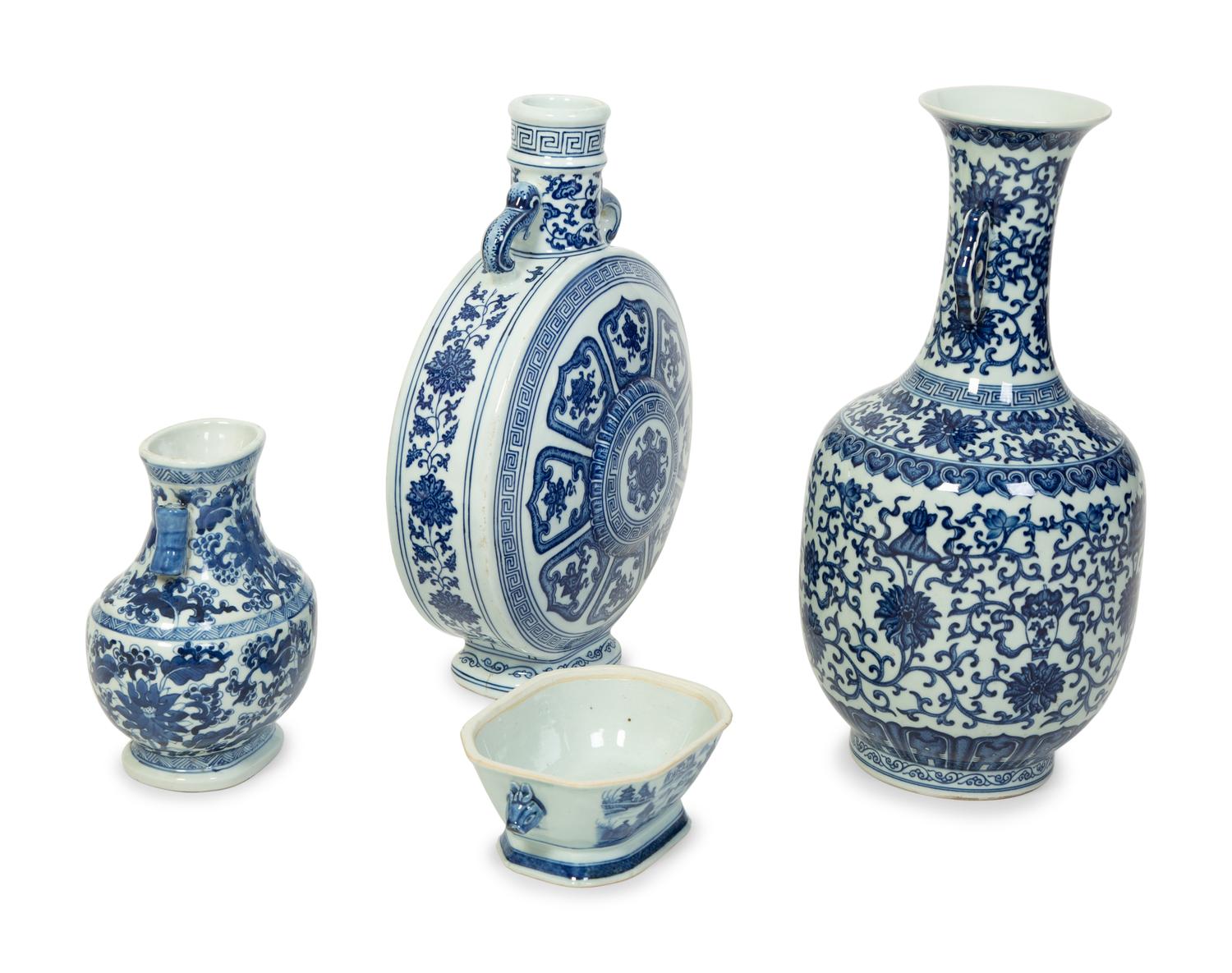 Four Chinese Blue and White Export Porcelain Vessels — 20TH CENTURY
