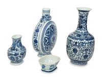 Four Chinese Blue and White Export Porcelain Vessels — 20TH CENTURY