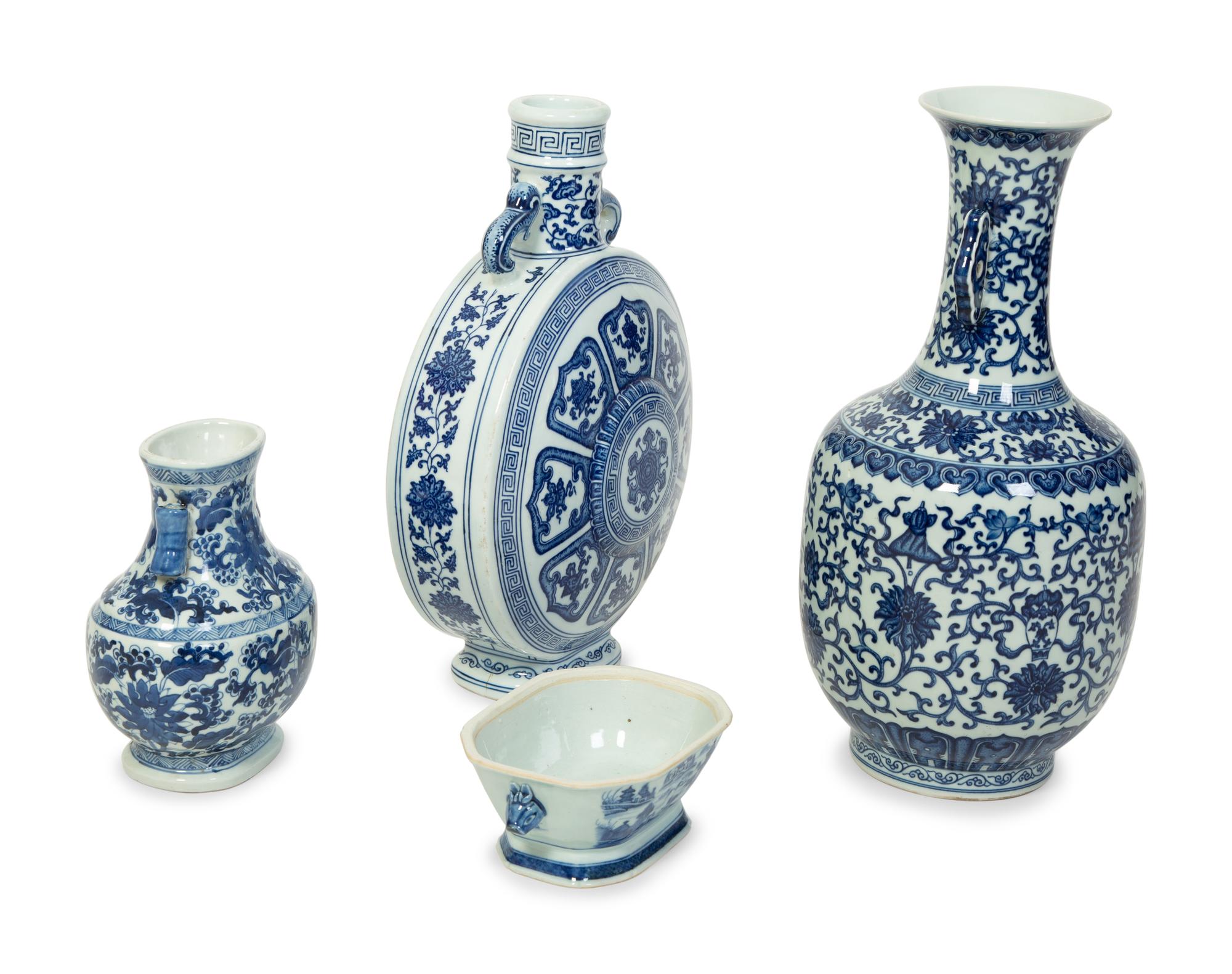 Four Chinese Blue and White Export Porcelain Vessels — 20TH CENTURY