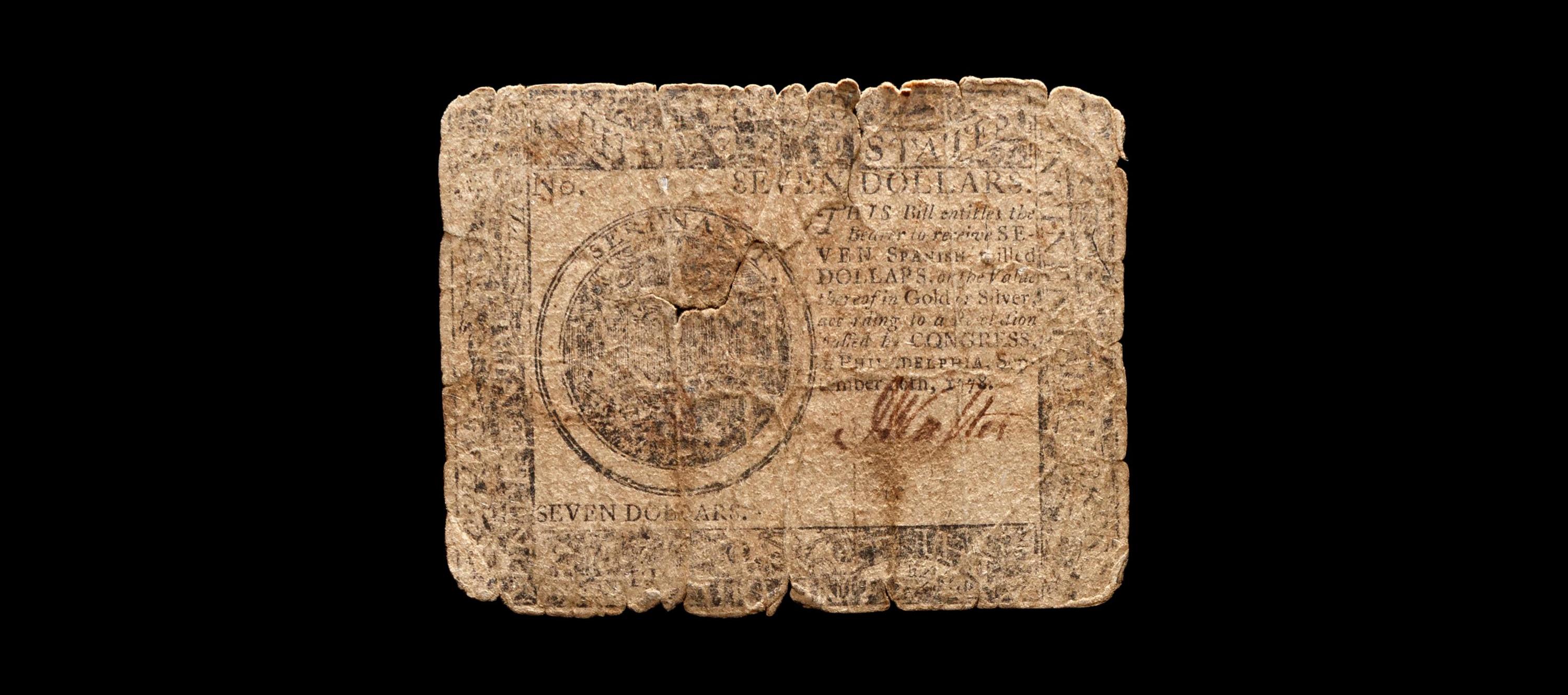 [CONTINENTAL CONGRESS] 9/10/1778 $7 Note