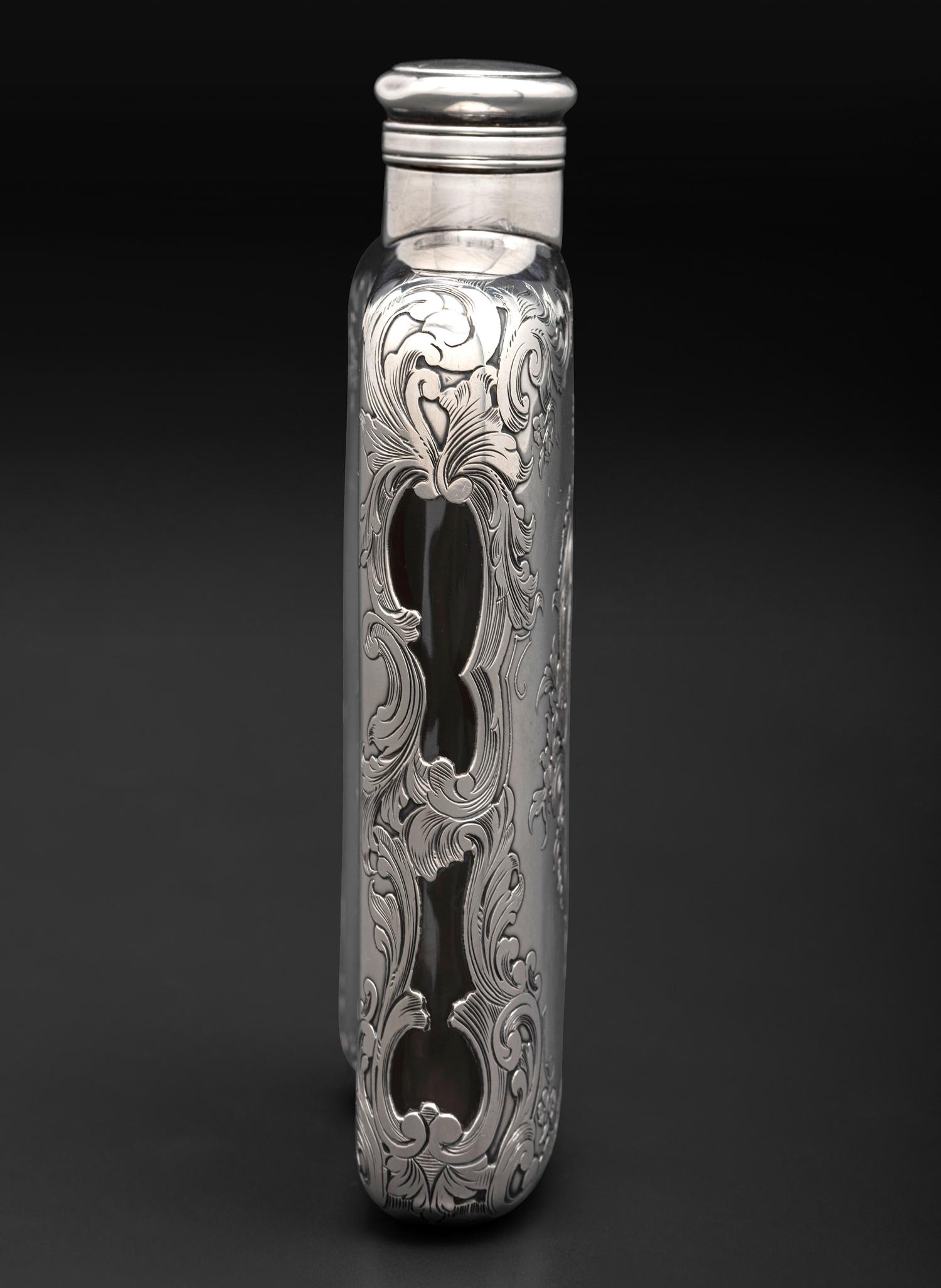 An American Silver Mounted Glass Flask