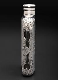 An American Silver Mounted Glass Flask