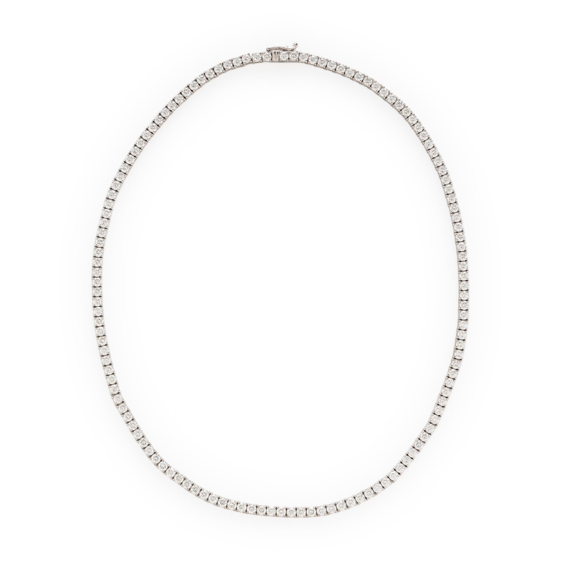 Diamond and White Gold Line Necklace