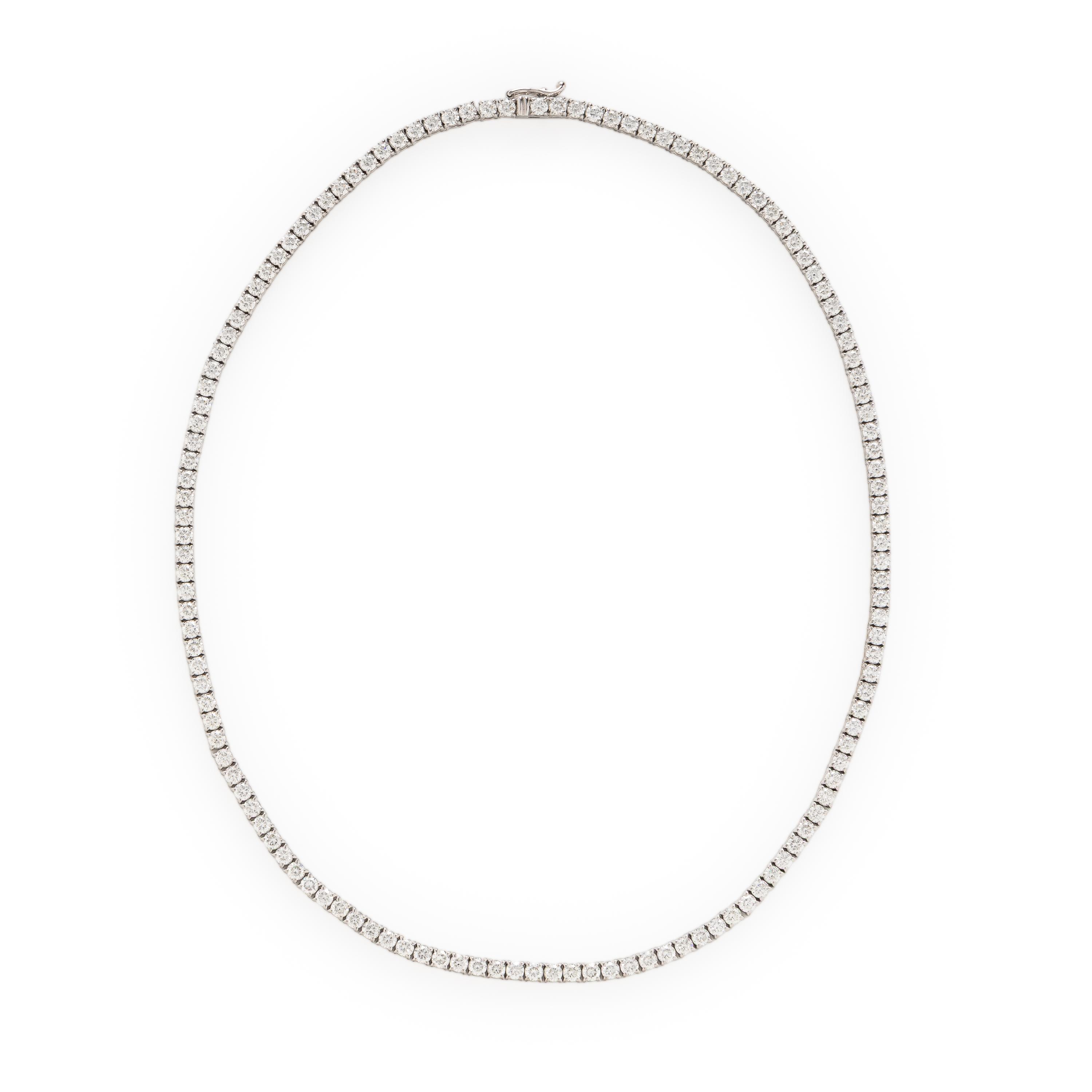 Diamond and White Gold Line Necklace