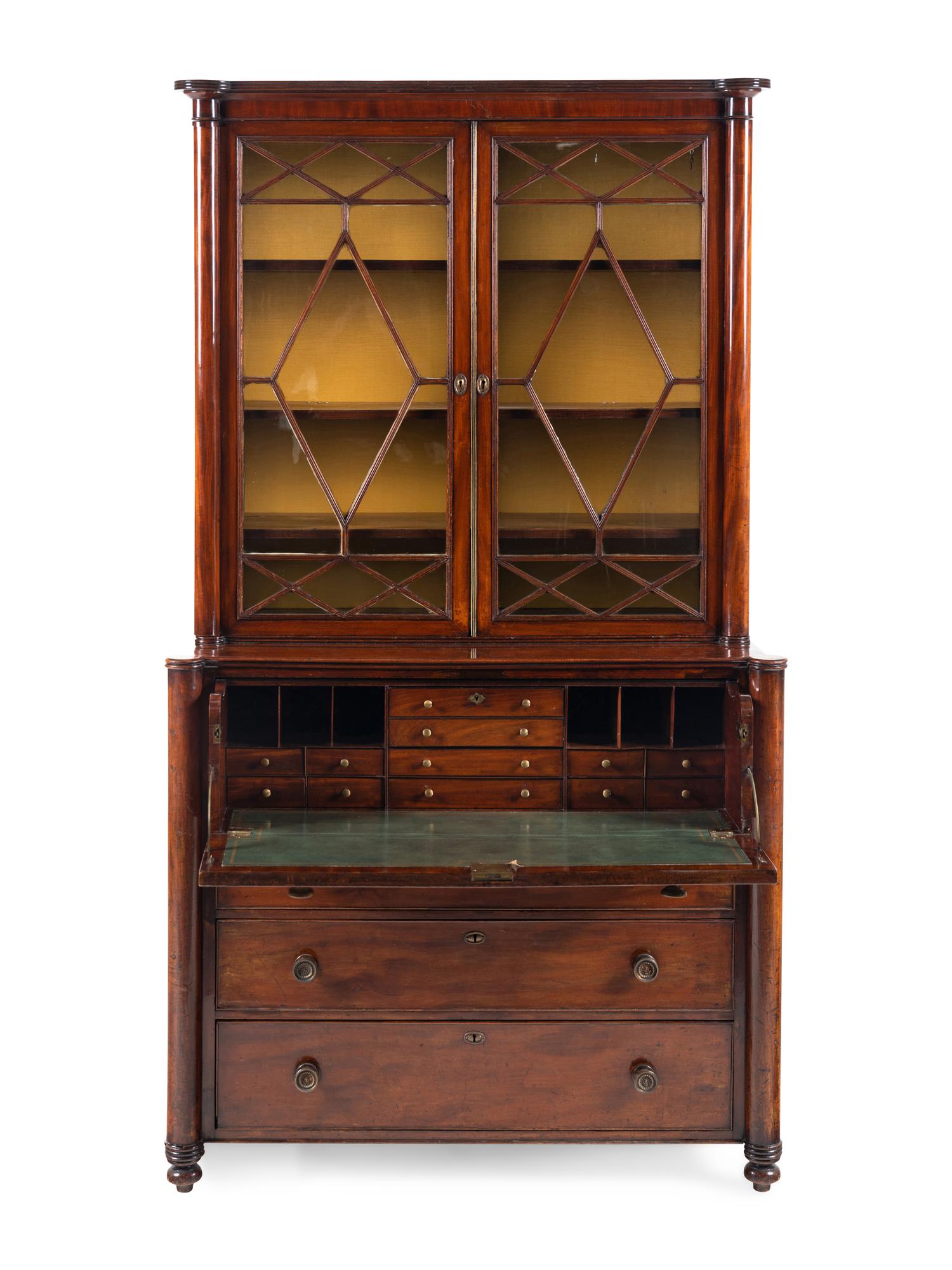 A Regency Mahogany Bureau Bookcase