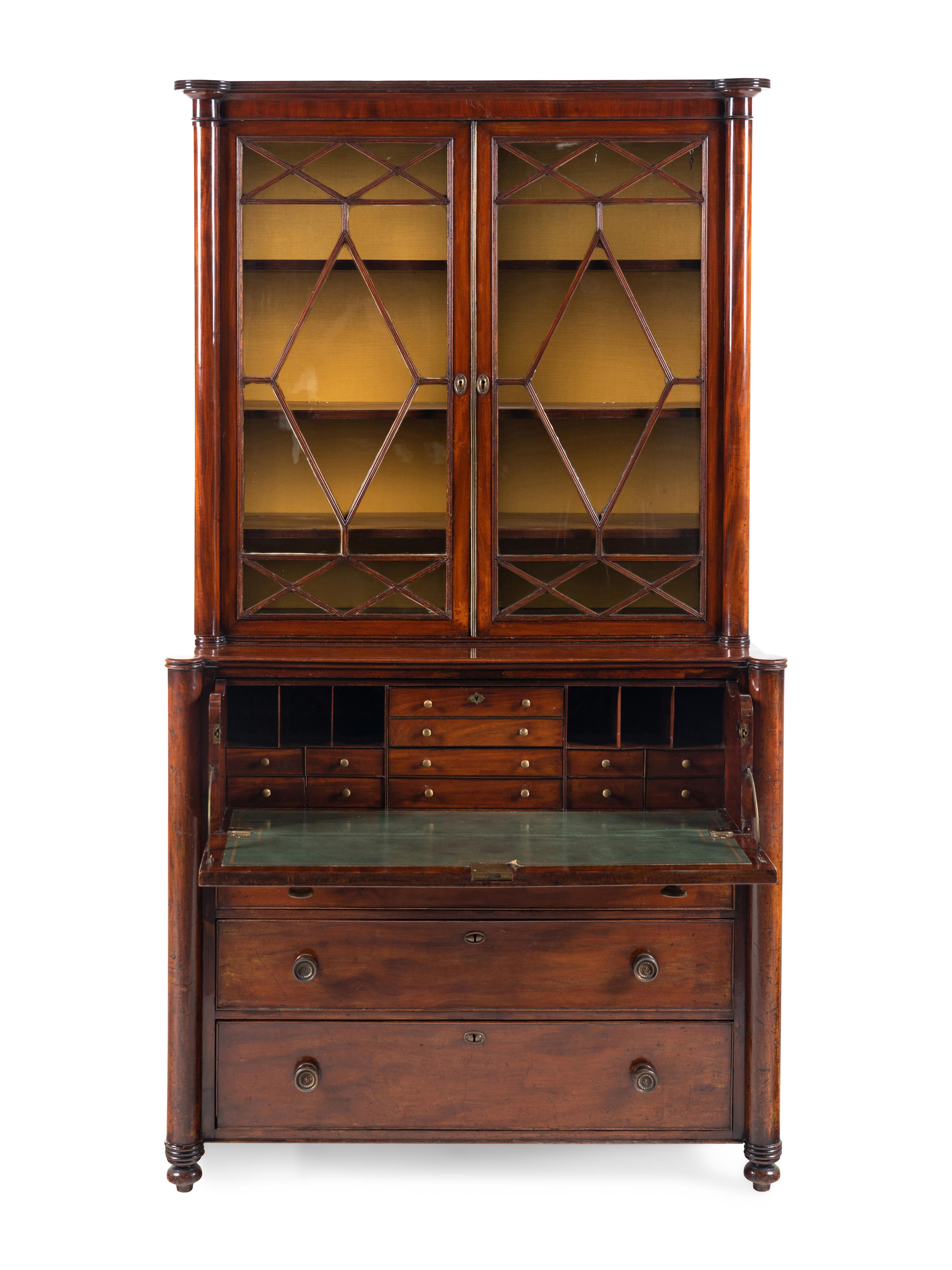 A Regency Mahogany Bureau Bookcase