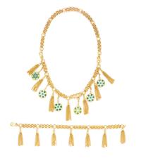 A 14 Karat Yellow Gold and Millifiori Glass Convertible Bracelet/Necklace, 34.40 dwts.