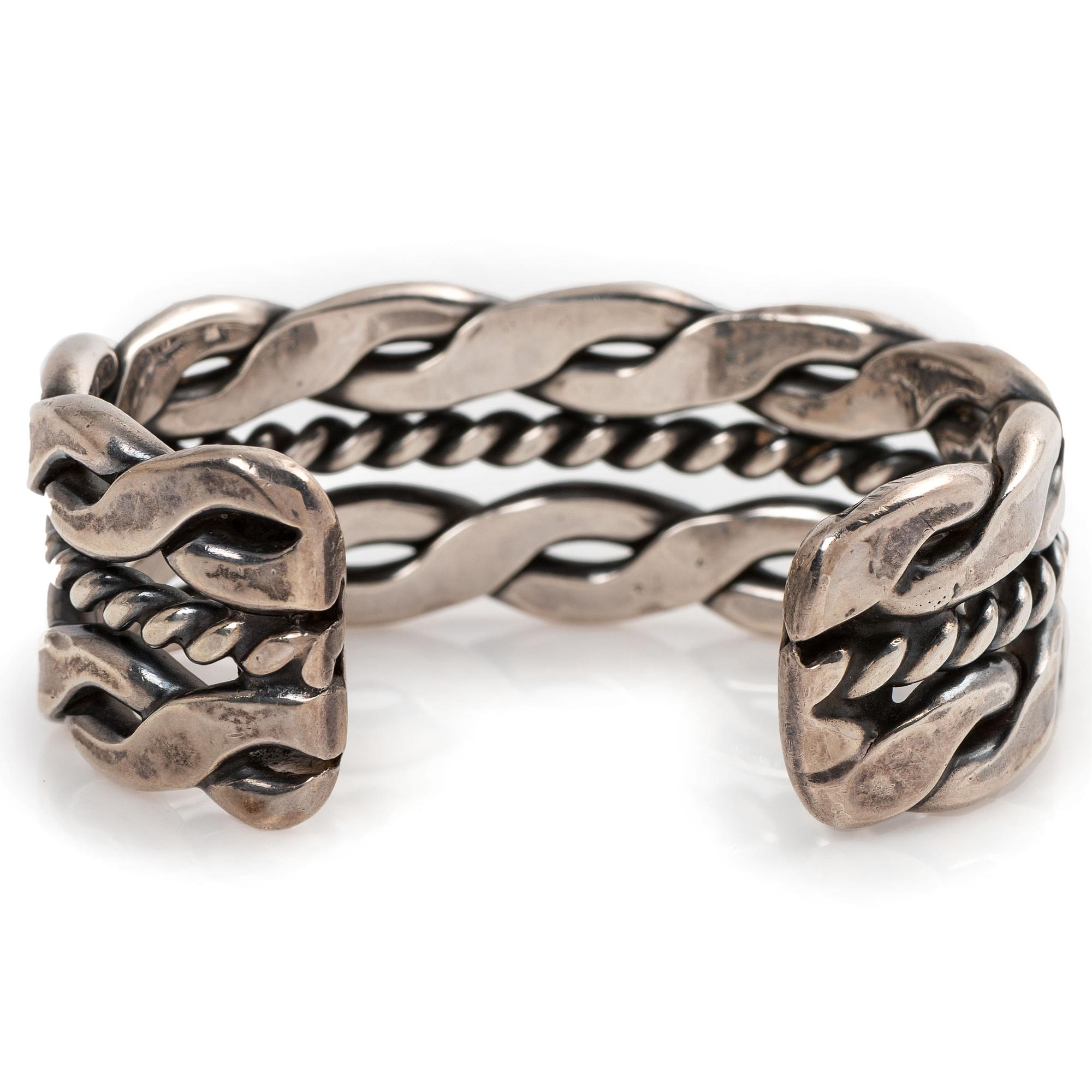 Navajo Silver Twisted Wire Cuff Bracelet