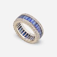 An 18K White Gold, Sapphire, and Diamond Favero Ring