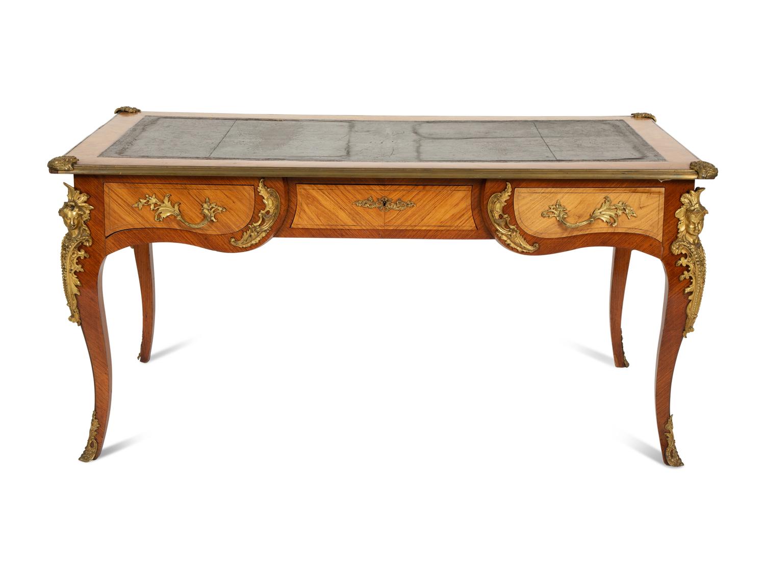 A Louis XV Style Gilt Bronze Mounted Bureau Plat