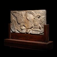 A Chinese Carved Terracotta 'Apsara' Panel, Liao Dynasty or Later — 遼或以後 磚雕祥云飞天