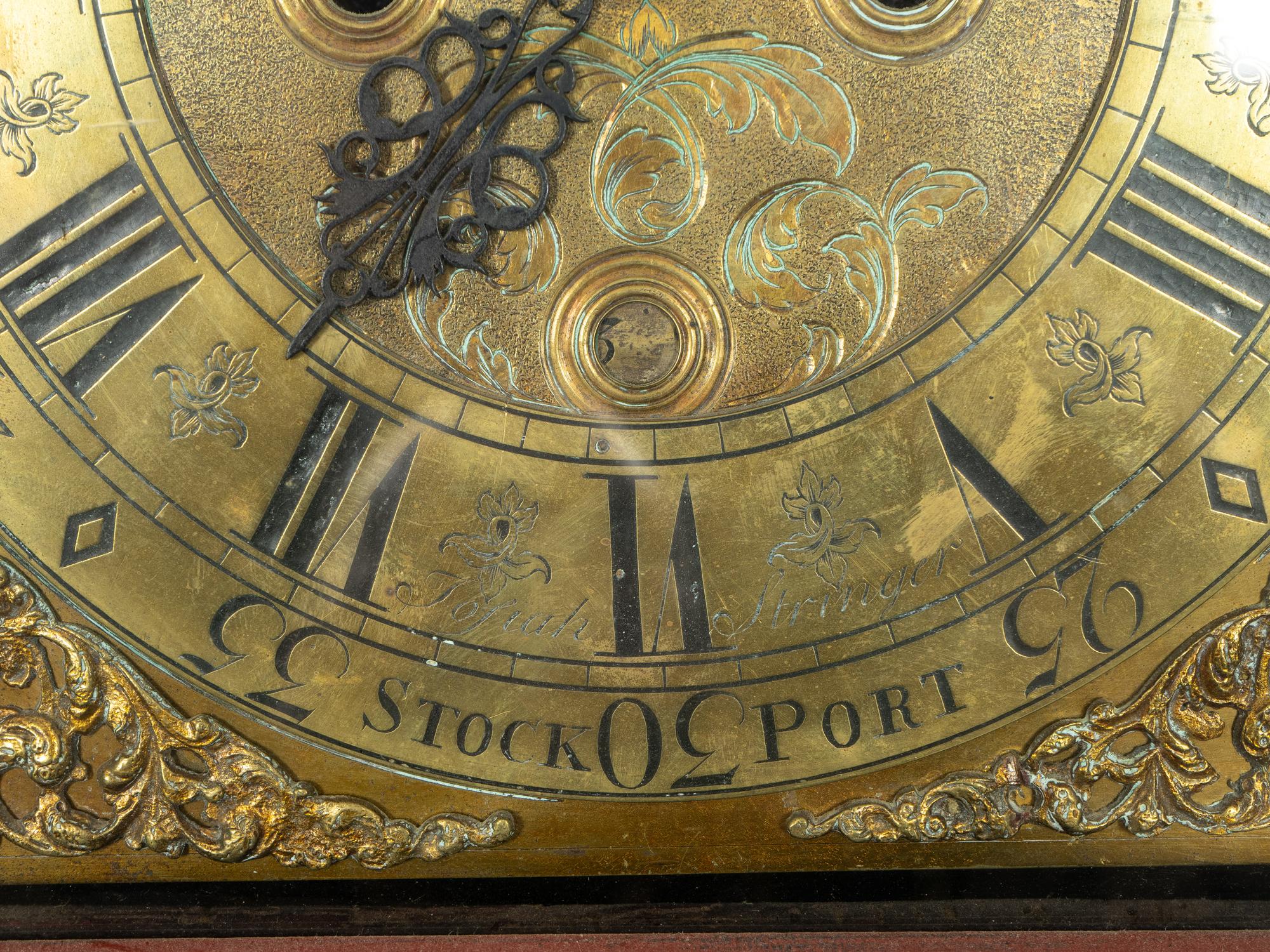 A George II Red Japanned Gilt Decorated Tall Case Clock