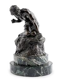 A Bronze Figure of Satyr on the Rocks