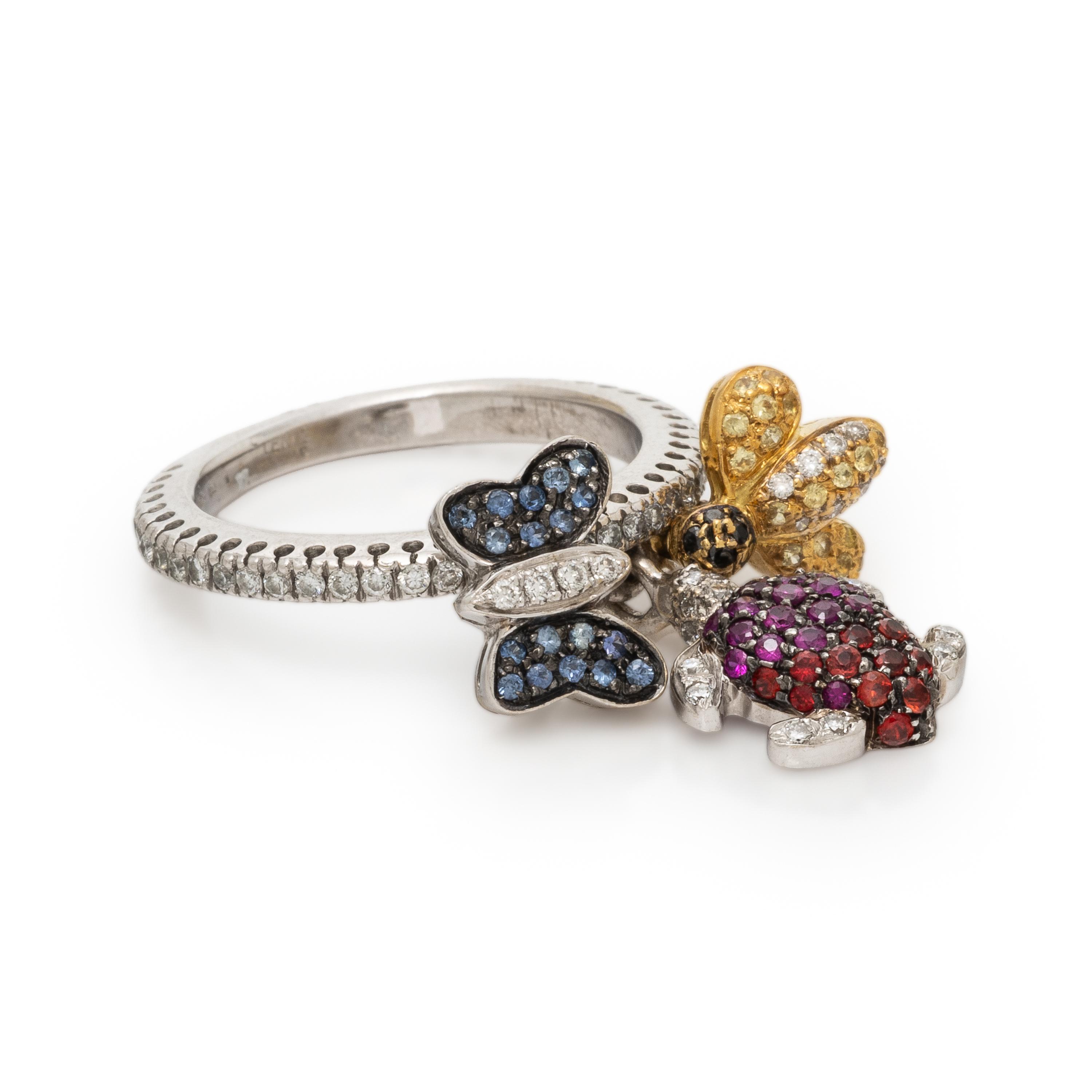 Valente Milano, Diamond, Multigem, and Bicolor Gold Animal Charm Ring