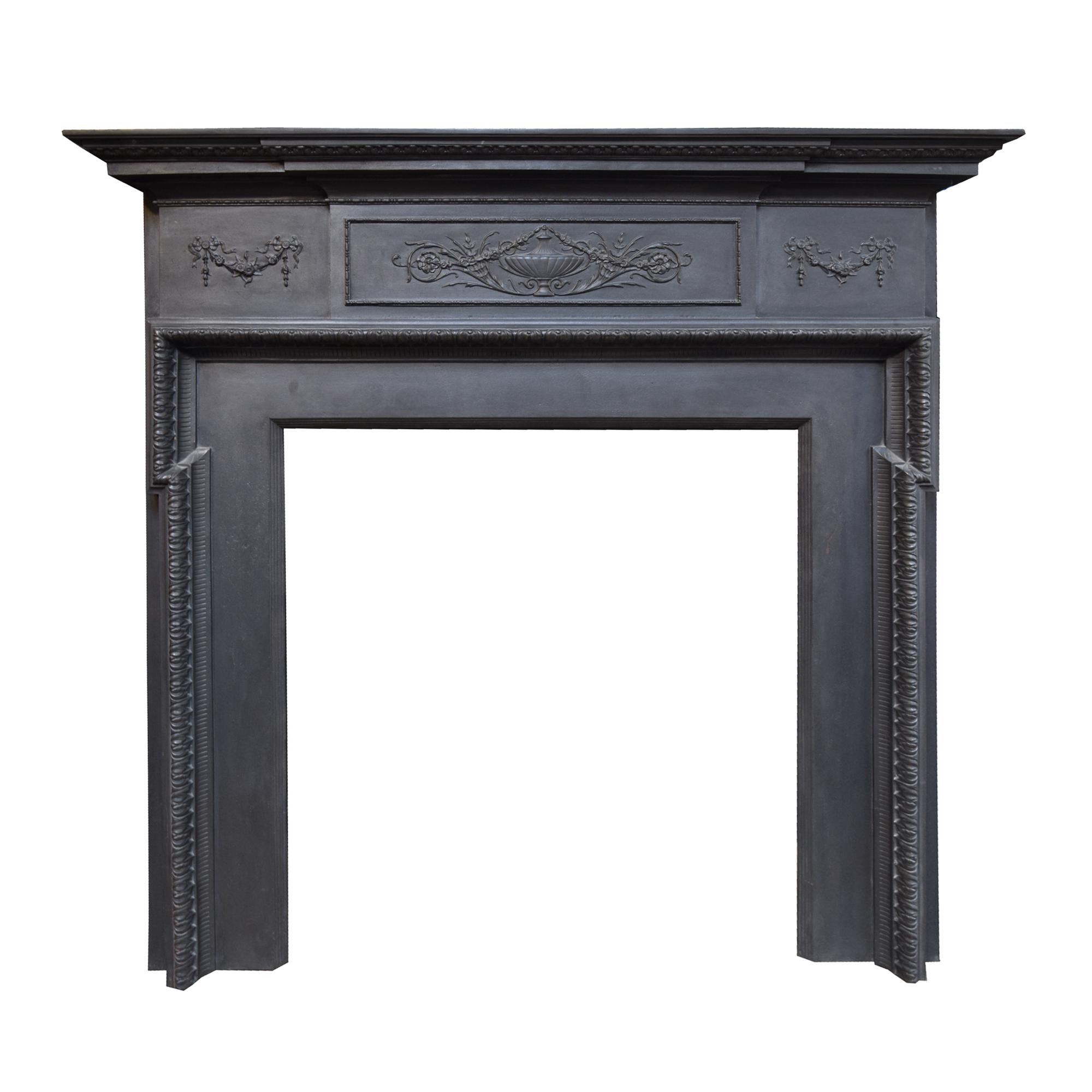 A Victorian Cast Iron Mantel 61" W x 10 " D x 58.5" H — England, Late 19th Century