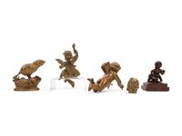 Five Continental Gilt or Patinated Bronze Figures