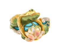 An 18 Karat Yellow Gold, Diamond and Polychrome Enamel Ring, Masriera, 8.40 dwts.