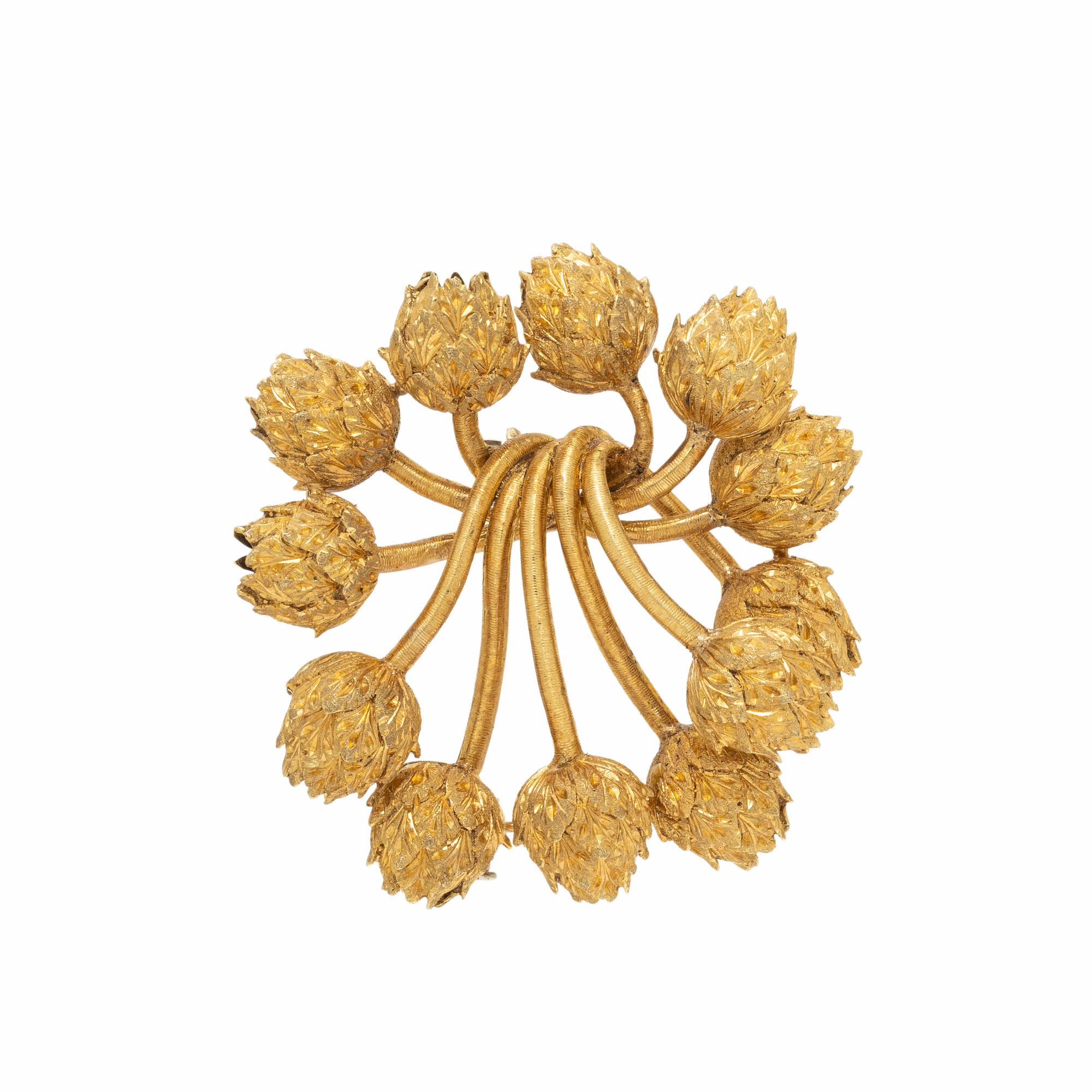 ITALIAN, YELLOW GOLD BROOCH
