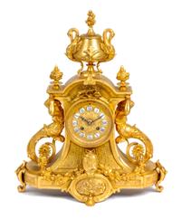 A Napoleon III Style Gilt Bronze Clock Garniture Height 20 inches. — C. CELLIER, PARIS, LATE 19TH CENTURY