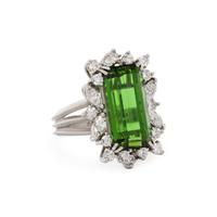 GREEN TOURMALINE AND DIAMOND RING