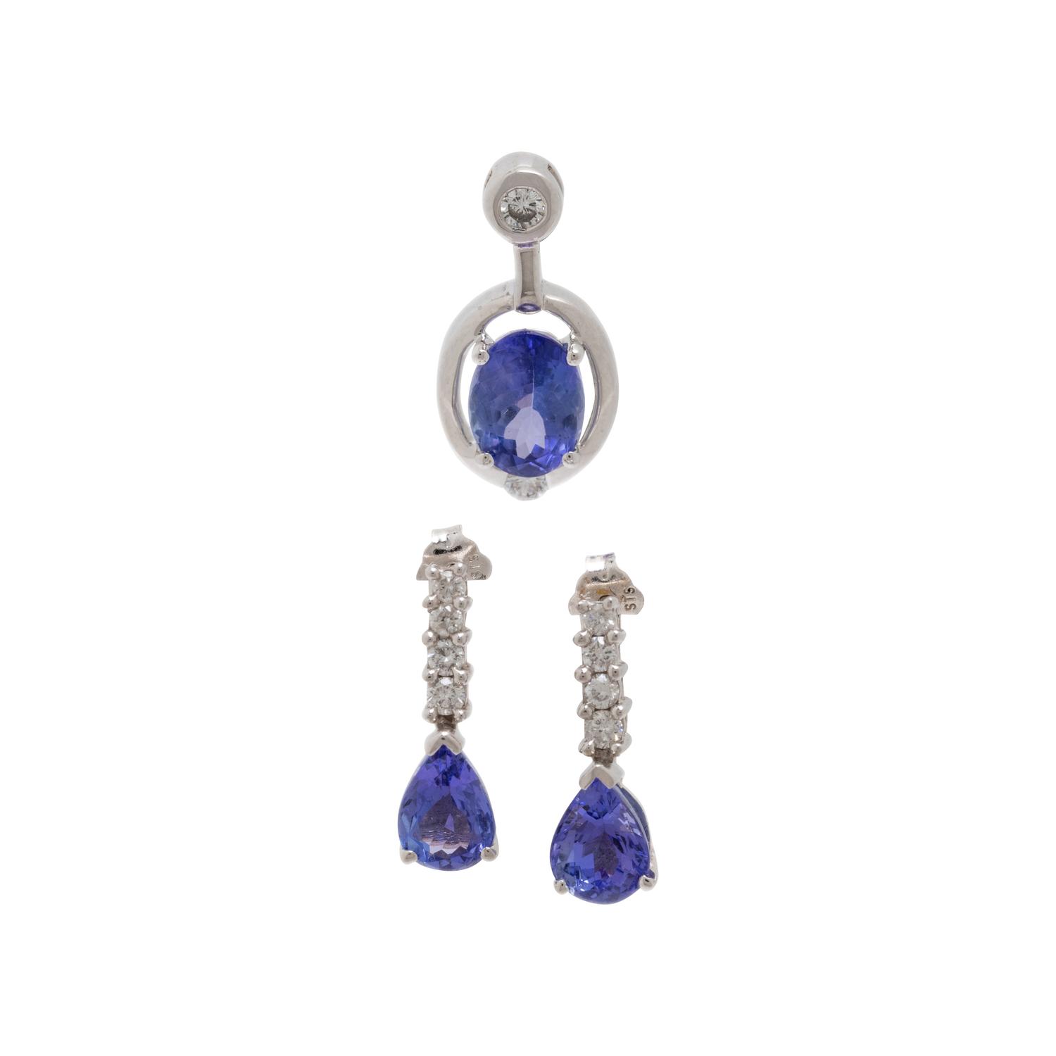 TANZANITE AND DIAMOND SET