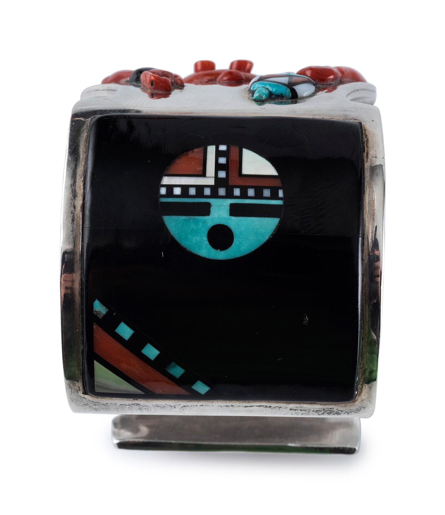 Silver and Mosaic Inlay Mudhead Cuff Bracelet