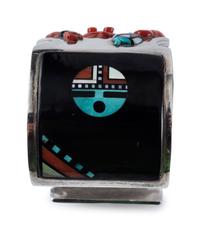 Silver and Mosaic Inlay Mudhead Cuff Bracelet