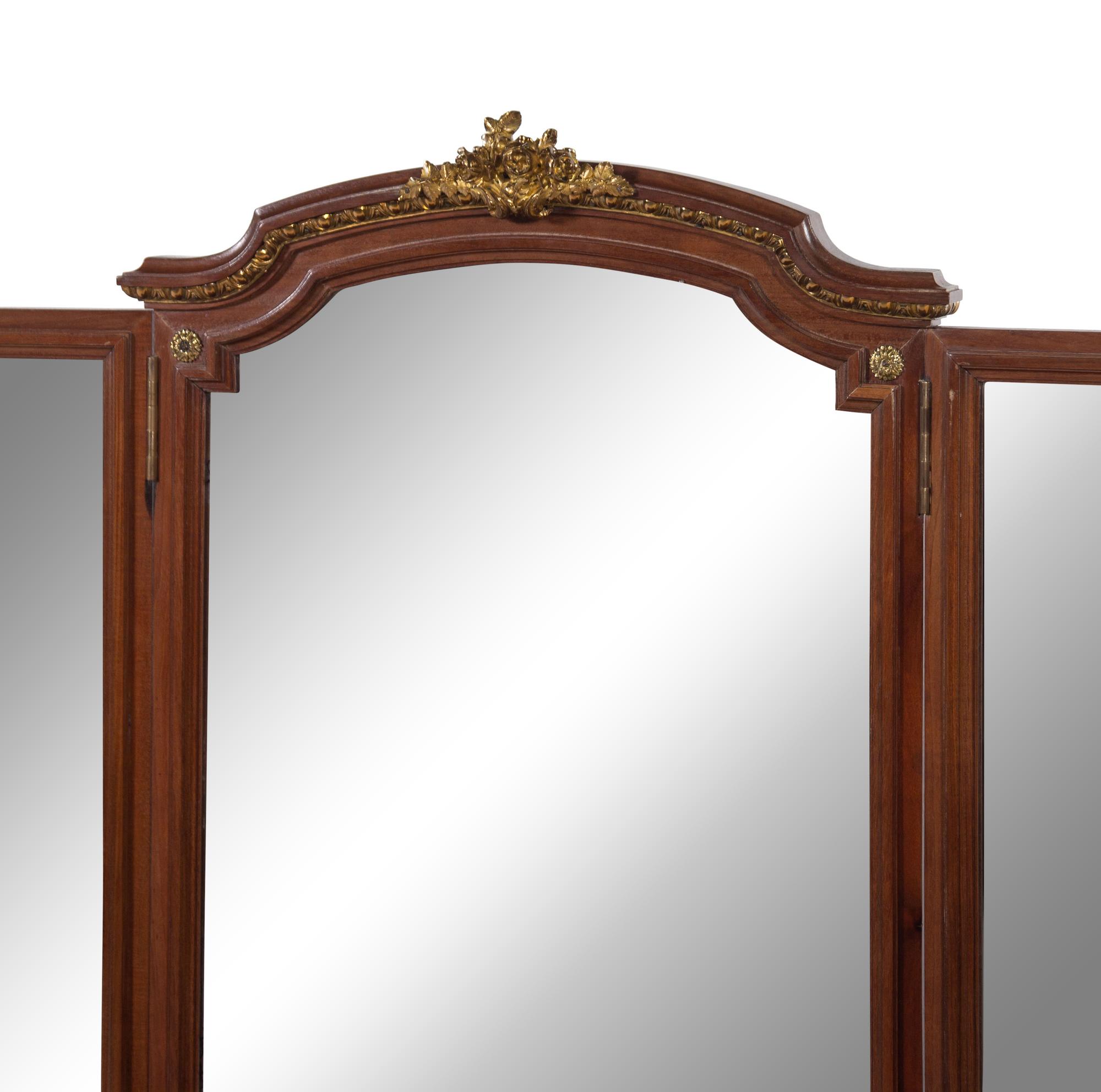 A Louis XVI Style Gilt Bronze Mounted Parquetry Decorated Dressing Table