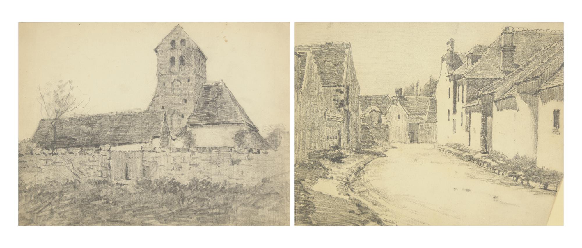 Two Works: French Village Scenes (2)