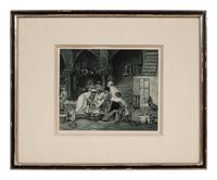 A group of 2 photogravures by Goupil & Co., depicting 18th century kitchen scenes. N.d.. 17 3/4 x 21 1/2 in or smaller. Matted and framed.