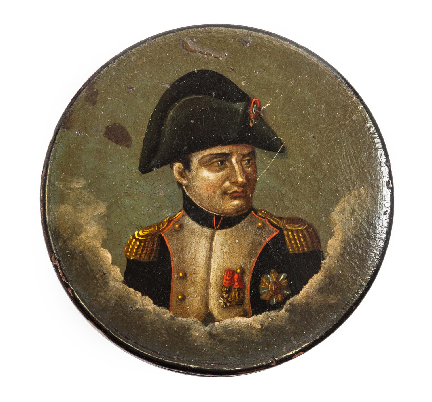 A French Lacquer Patch Box Diameter 3 1/2 inches. — 19TH CENTURY